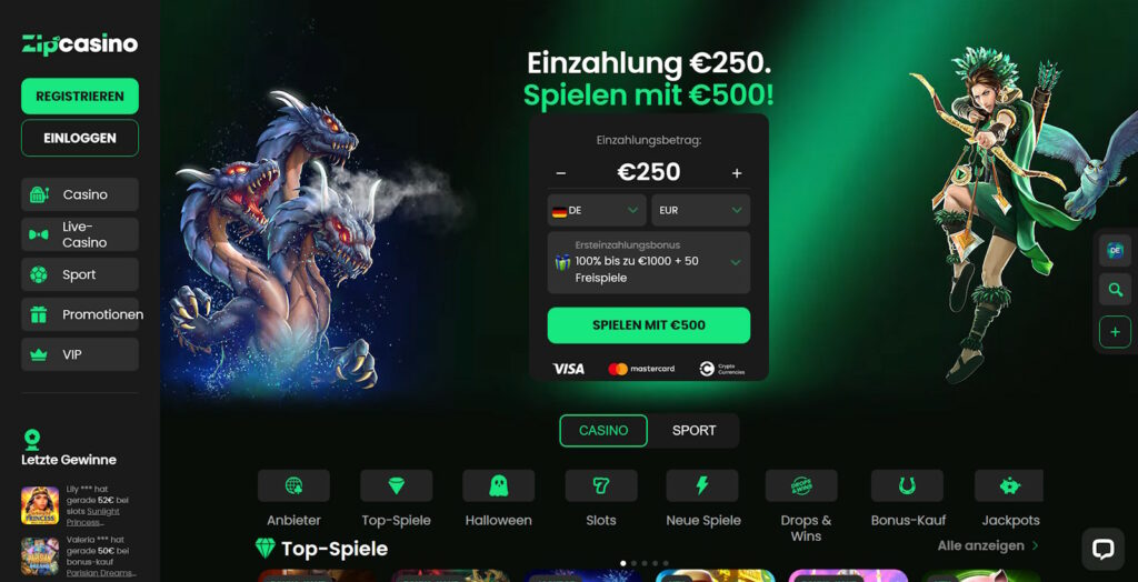 ZipCasino Startseite